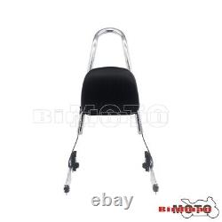 Motorcycle Chrome Sissy Bar Rear Passenger Backrest Cushion Pad For XL883 XL1200