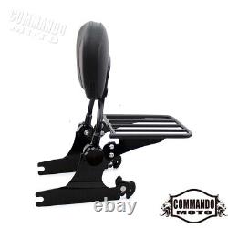 Motorcycle Detachable Backrest Sissy Bar Luggage Rack For Harley Softail 2006-17