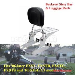 Motorcycle Detachable Backrest Sissy Bar WithLuggage Rack For Harley Softail FXST