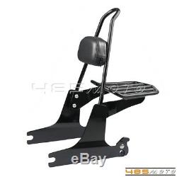 Motorcycle Detachable Sissy Bar Backrest Luggage Rack For Harley Dyna 2002-Later