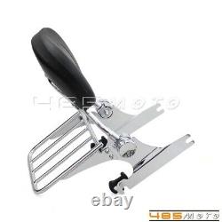 Motorcycle Detachable Sissy Bar Backrest & Luggage Rack For Harley Softail 00-05