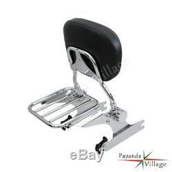 Motorcycle Detachable Sissy Bar Backrest Luggage Rack For Harley Softail 2000-05