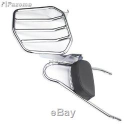 Motorcycle Detachable Sissy Bar Luggage Rack Backrest Pad For Harley Dyna 06-Up
