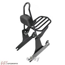 Motorcycle Detachable Sissybar Backrest withLuggage Rack For Harley Dyna 2006-Up