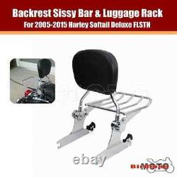 Motorcycle Passenger Sissy Bar + Backrest Luggage Rack For Harley Softail Deluxe