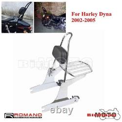 Motorcycle Rear Passenger Sissy Bar Detachable Backrest For Harley Dyna 02-05