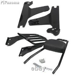 Motorcycle Sissy Bar Passenger Backrest withLuggage Rack For Harley Dyna 06-Later