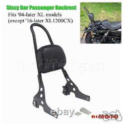 Motorcycle Sissy Bar Rear Passenger Backrest Cushion Pad Black For XL883 XL1200