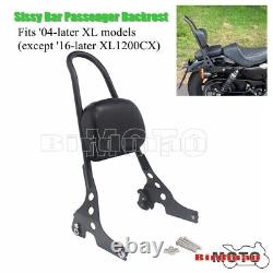 Motorcycle Sissy Bar Rear Passenger Backrest PU Leather Cushion Pad For XL883 04