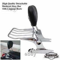 Motorcycle Sissy bar Backrest Pad Luggage Rack For Harley Deluxe FLSTN 2005-2015