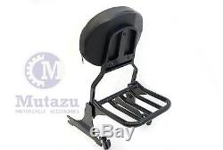 Mutazu Black Detachable Sissy Bar Backrest & Luggage Rack for Harley Softail FLH