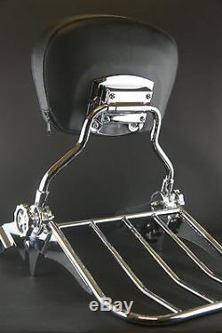 NEW Double Adjustable Detachable Backrest Sissy Bar for Harley Touring 2009 UP