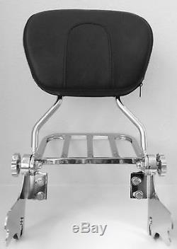 New Adjustable N Detachable Backrest Sissy Bar For Harley Touring family 97-08