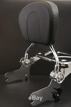 New Detachable Backrest Sissy bar Luggage rack combo For Harley Touring 97-2008