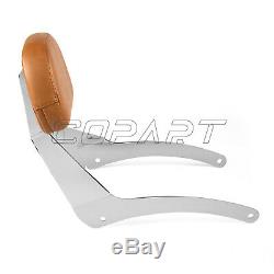 Passenger Sissy Bar Backrest Pad Chrome Browm Fit Indian Scout / Sixty 2015-2019