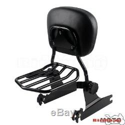 Rear Detachable Backrest Sissy Bar Luggage Rack For HD Softail FXST FLST 2000-UP