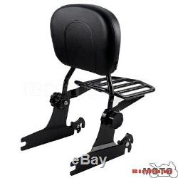 Rear Detachable Backrest Sissy Bar Luggage Rack For HD Softail FXST FLST 2000-UP