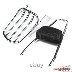 Rear Luggage Rack Backrest Sissy Bar Pad Kit For Harley Sportster 883 1200 94-03