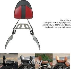 Red Rear Passenger Backrest SissyBar Seat With Rack For Indian Scout Sixty 14-22