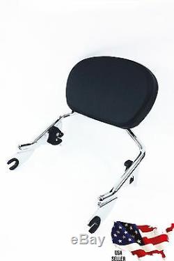 SHORT HARLEY DETACHABLE sissy bar small smooth pad 2009-15-2018 touring backrest