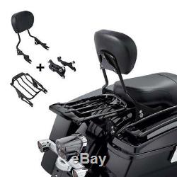 Sissy Bar Backrest Air Wing Luggage Rack With Docking Kit For Harley Touring 14+