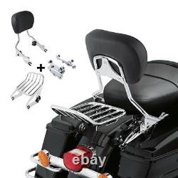 Sissy Bar Backrest LED Luggage Rack Docking Kit Fit For Harley Touring 2009-2013