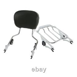 Sissy Bar Backrest Luggage Rack Fit For Harley Touring Road King Air Wing 09-20
