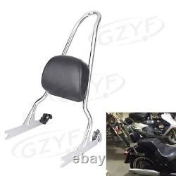 Sissy Bar Backrest Pad For Harley Fat Boy FLSTF 2007-2017 Detachable Chrome