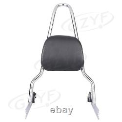 Sissy Bar Backrest Pad For Harley Fat Boy FLSTF 2007-2017 Detachable Chrome