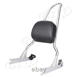 Sissy Bar Backrest Pad For Harley Fat Boy FLSTF 2007-2017 Detachable Chrome