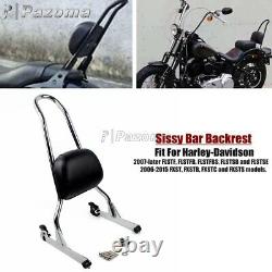 Sissy Bar Backrest Passenger Pad with Mount Kit For Harley FXST FXSTB FXSTC 06-15