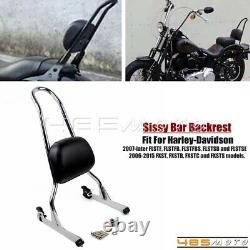 Sissy Bar Backrest Rear Passenger Pad with Bolts For Harley Softail Custom FXST