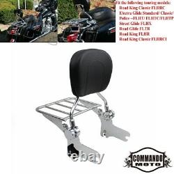 Sissy Bar Backrest with Detachable Luggage Rack For Harley Touring Road King FLHR