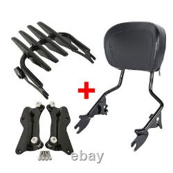 Sissy Bar Backrest with Stealth Luggage Rack Docking Kit For Harley Touring 14-Up
