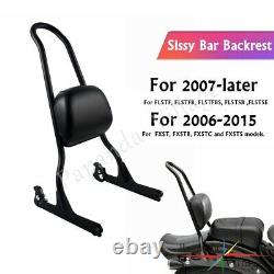 Sissy Bar Pad Backrest Detachable For Harley Fatboy FLSTF 07-UP Softail FXST