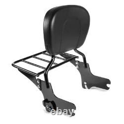 Sissy Bar with Rear Rack detachable S1 for Harley Davidson Touring 97-08 black