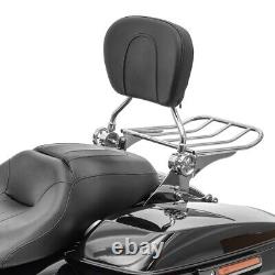 Sissy Bar with Rear Rack detachable for Harley Davidson Touring 09-23 chrome