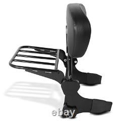 Sissy Bar with Rear Rack detachable for Harley Davidson Touring 97-08 black