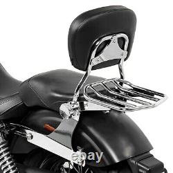 Sissy Bar with Rear Rack detachable for Harley Dyna Low Rider 06-17 chrome