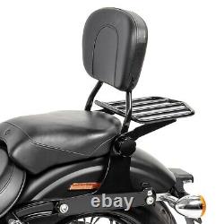Sissy Bar with Rear Rack detachable for Harley Dyna Wide Glide 06-17 black