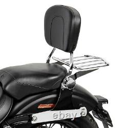 Sissy Bar with Rear Rack detachable for Harley Dyna Wide Glide 06-17 chrome