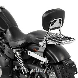 Sissy Bar with Rear Rack detachable for Harley Dyna Wide Glide 06-17 chrome