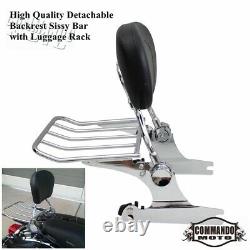 Sissy bar Backrest Pad Luggage Rack Detachable For Harley Deluxe FLSTN 2005-2015