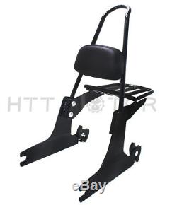 Sissybar backrest luggage rack Detachable For Harley Dyna 06-up Black