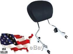 TALL CHROME harley davidson quick release Sissy Bar backrest pad touring 09-2019