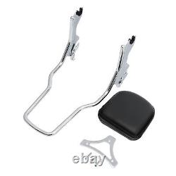 Upright Sissy Bar Backrest Pad Fit For Harley Softail Sport Glide Low Rider 18+